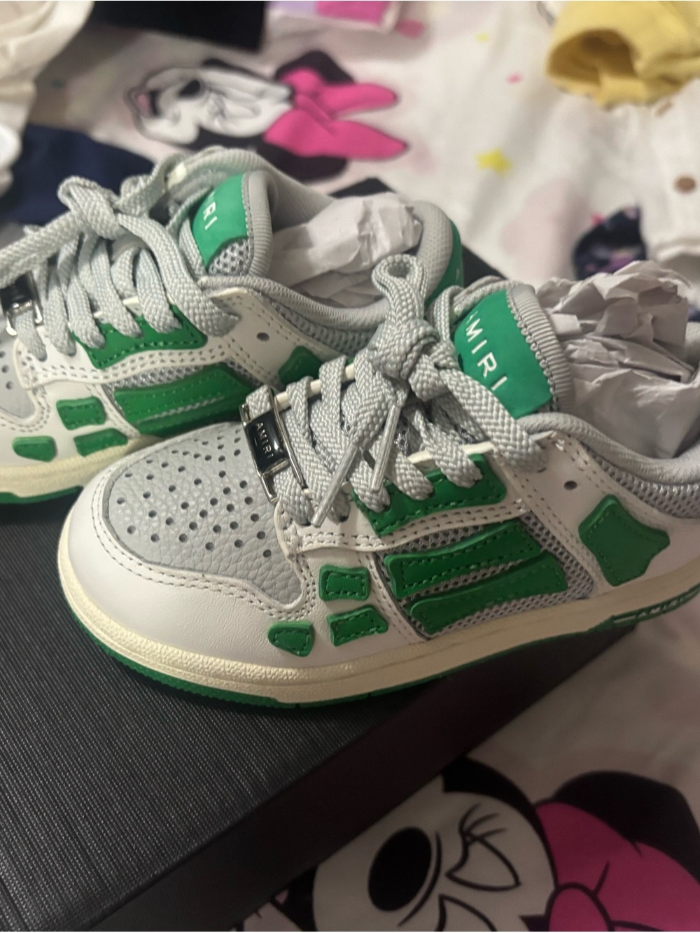 AMIRI Kids Green and Gray Athletic Sneakers.